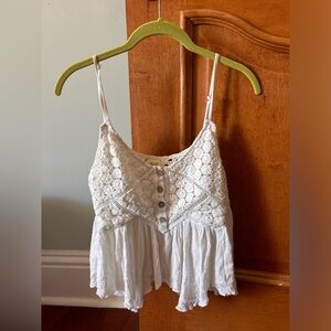 Flowy White Top with Crochet Lace
